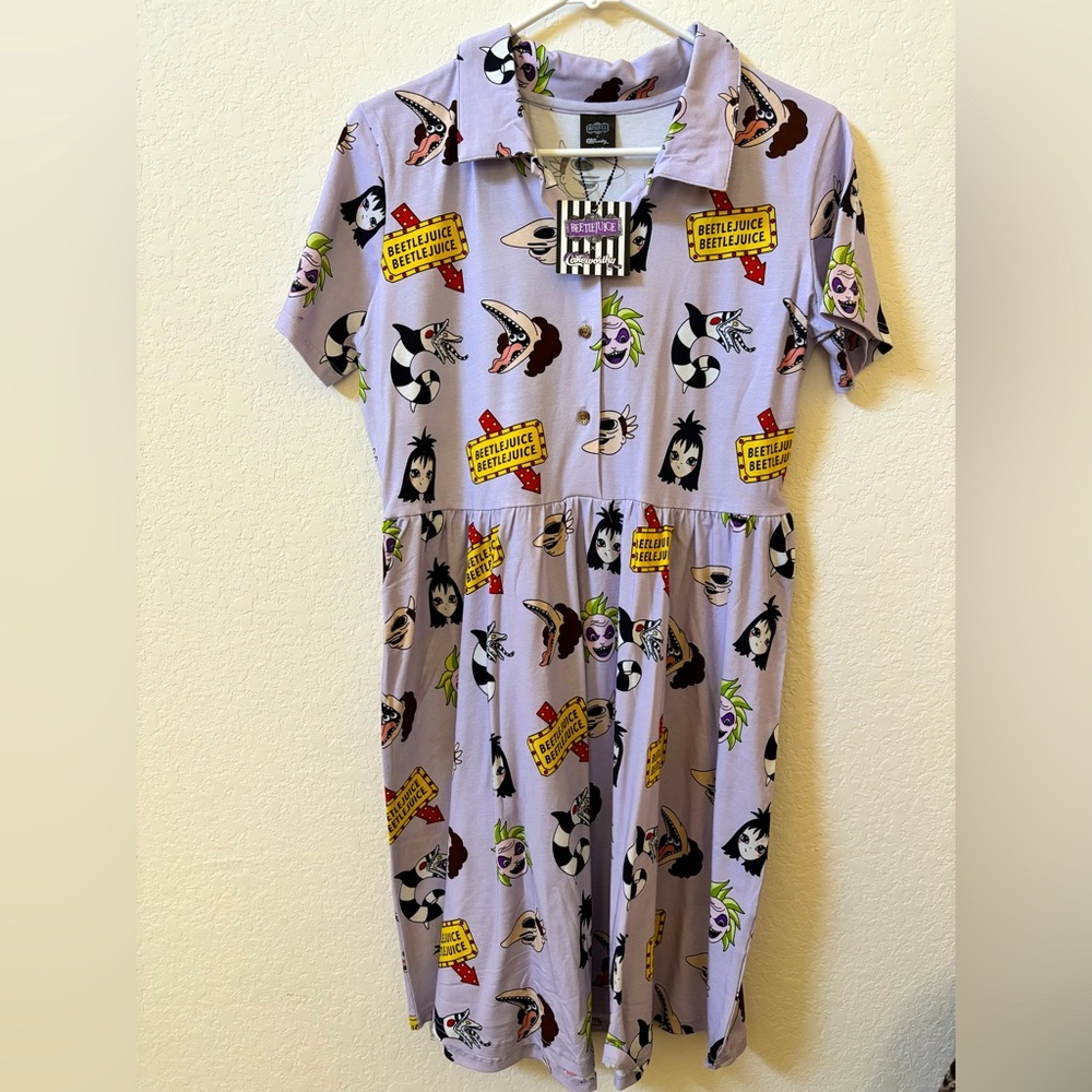 NWT Cakeworthy Beetlejuice Button Up Dress Sz L